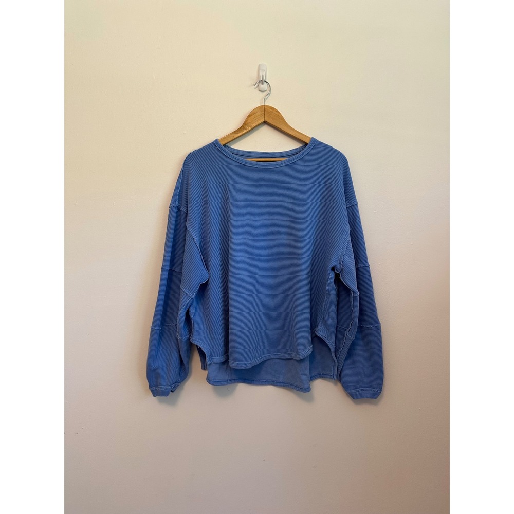 Free People x We The Free Total Eclipse Ribbed T-Shirt in Periwinkle Blue